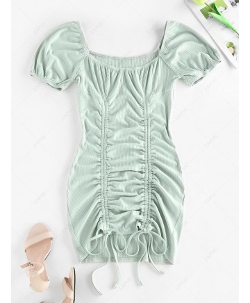 Ribbed Cinched Bodycon Mini Dress