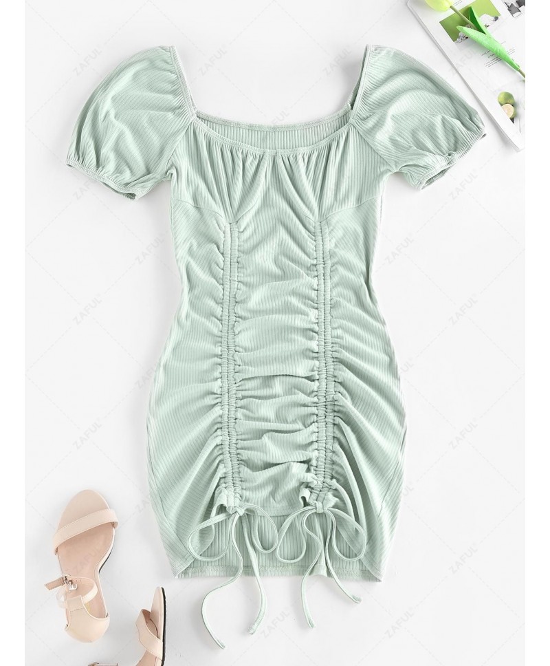 Ribbed Cinched Bodycon Mini Dress