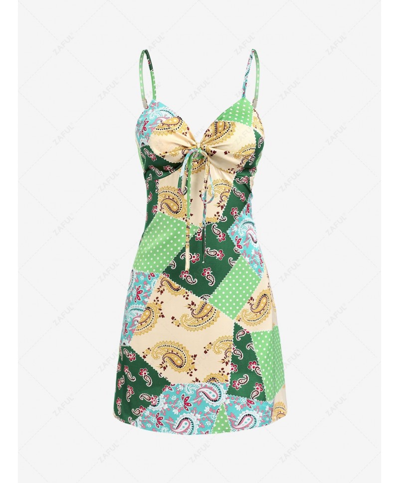 Patchwork Paisley Printed Cami Dress