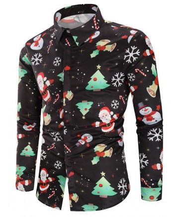 Snowflakes Santa Candy Printed Christmas Shirt