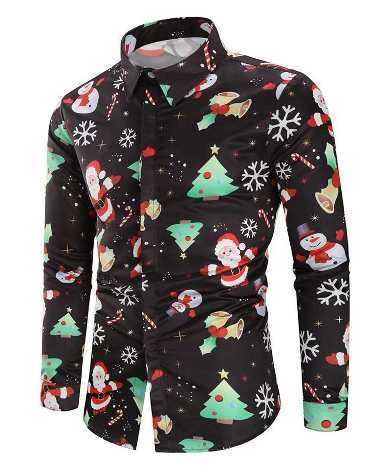 Snowflakes Santa Candy Printed Christmas Shirt