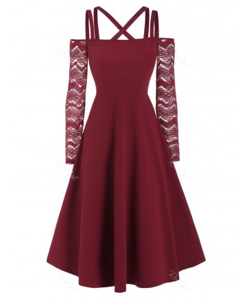 Criss Cross Straps Cold Shoulder Dress