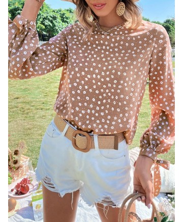 Floral Print Thin Long Sleeves Blouse