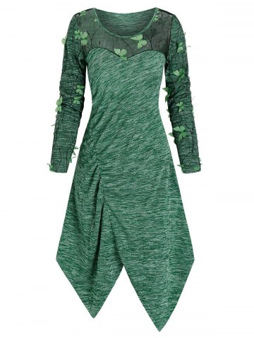 3d Butterfly Sheer Lace Panel Asymmetrical Dress