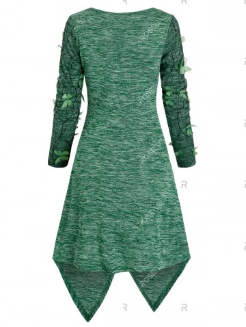 3d Butterfly Sheer Lace Panel Asymmetrical Dress