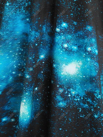 3d Galaxy Print High Low Midi Dress