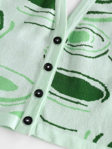 Abstract Jacquard Knitted Halter Crop Tank Top