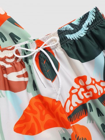 Allover Cartoon Mushroom Shirt And Shorts Set