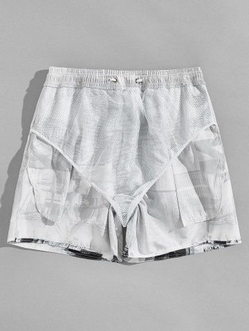 Architecture And Liberty Print Ribbed Couple Swimwear