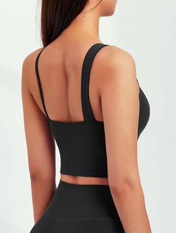 Asymmetrical Straps Solid Color Crop Sports Bra