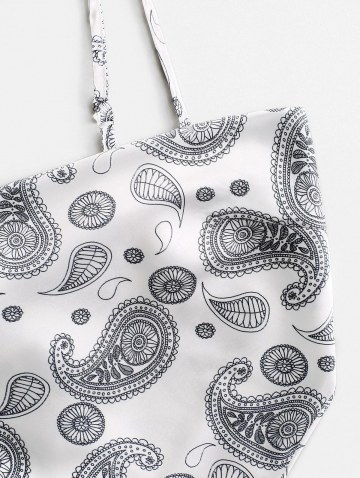 Bohemian Paisley Print Back Knot Satin Bandana Top