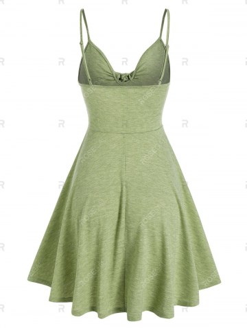 Bowknot Solid Flare Slip Dress