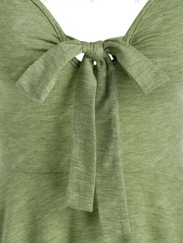 Bowknot Solid Flare Slip Dress