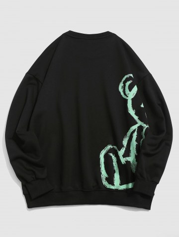 Cartoon Bear Letters Print Graphic Streetwear Sweatshirt