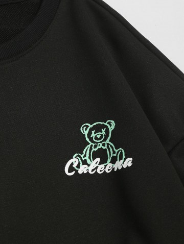 Cartoon Bear Letters Print Graphic Streetwear Sweatshirt