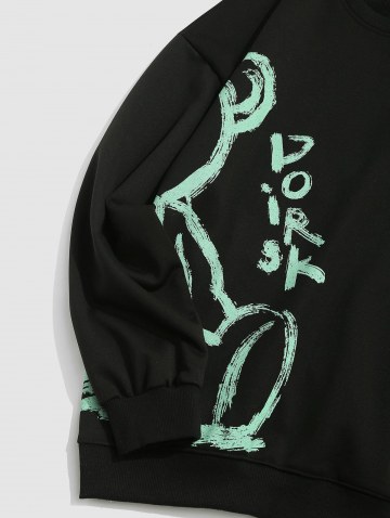 Cartoon Bear Letters Print Graphic Streetwear Sweatshirt