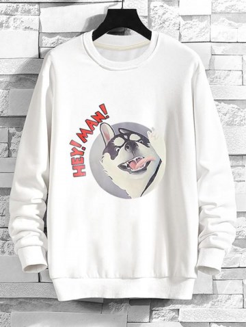 Cartoon Dog Print Rib-knit Trim Sweatshirt