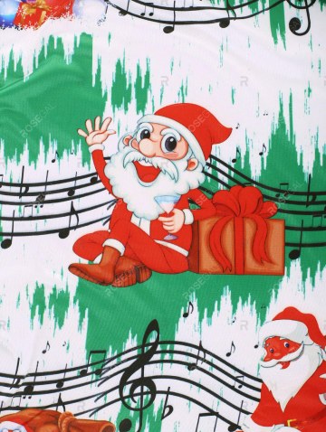 Christams Twist Front Santa Claus Musical Note Print Sleeveless Dress