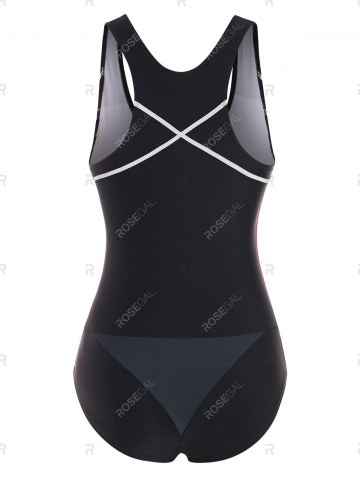 Contrast Piping Colorblock Racerback One-piece Swimsuit