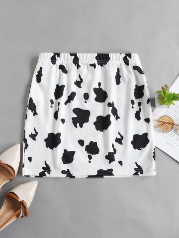 Cow Print Slit Bodycon Skirt