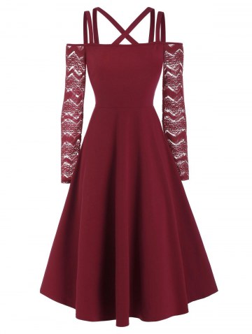 Criss Cross Straps Cold Shoulder Dress