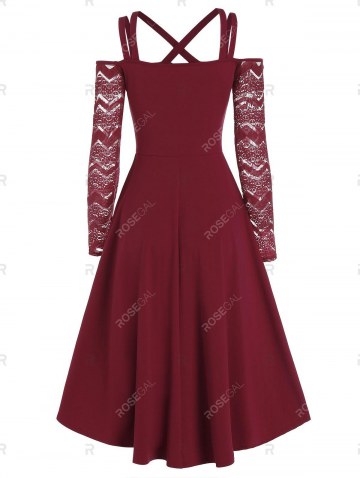 Criss Cross Straps Cold Shoulder Dress