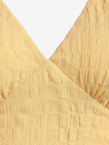 Cropped Textured Puff Sleeve Blouse