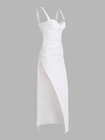 Cupped Thigh Split Maxi Dress