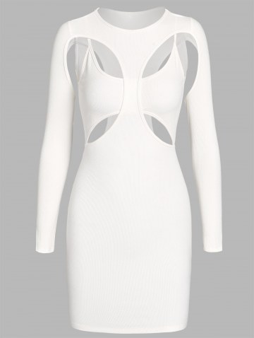 Cutout Ribbed 2 In 1 Mini Bodycon Dress