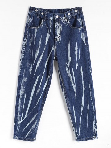 Dark Wash Printed Tapered Jeans