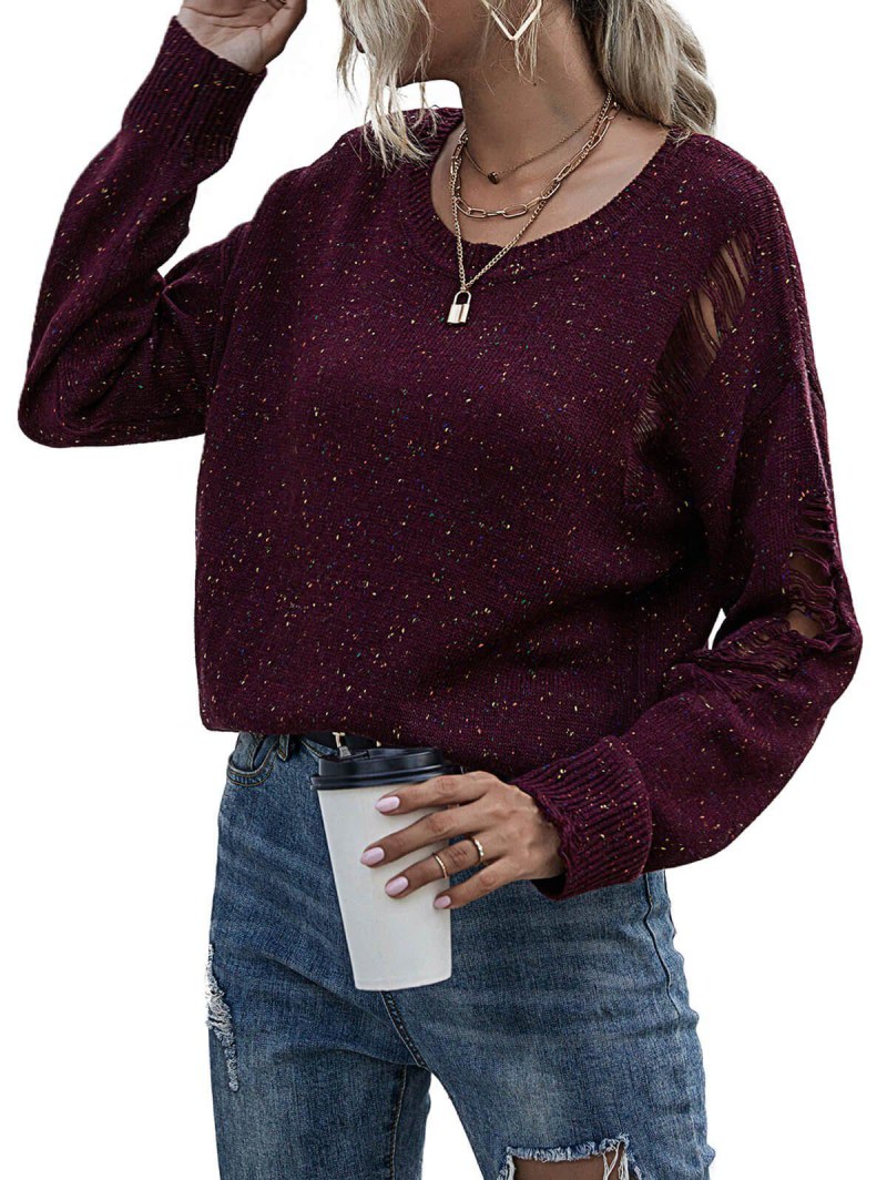 Distressed Confetti Knit Sweater