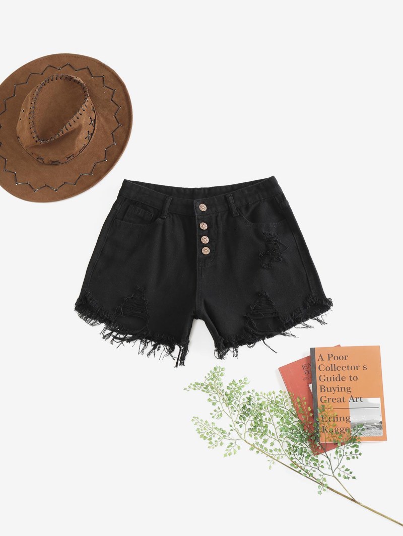 Distressed Pocket Cut Off Denim Shorts