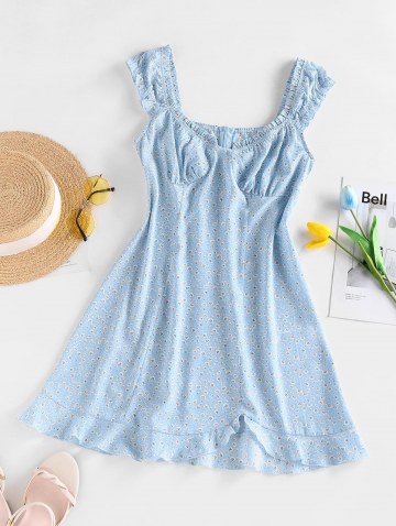 Ditsy Floral Frilled Ruched Flounce Sundress