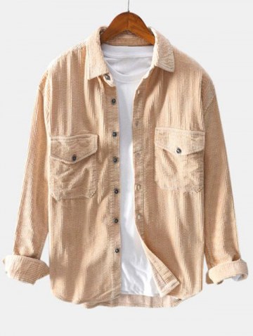 Double Pockets Button Up Corduroy Shirt