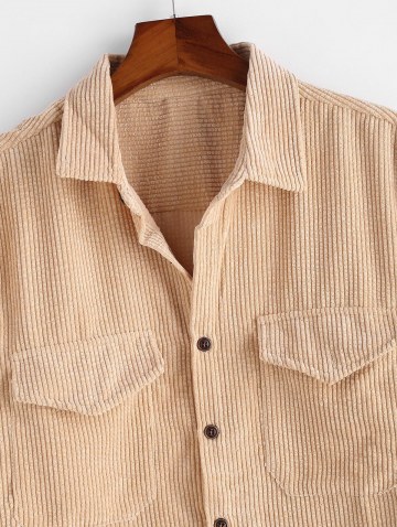 Double Pockets Button Up Corduroy Shirt