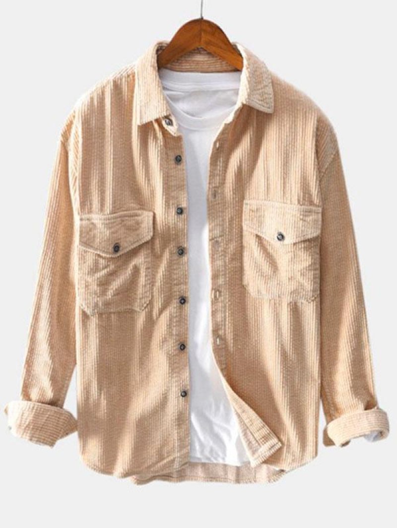 Double Pockets Button Up Corduroy Shirt