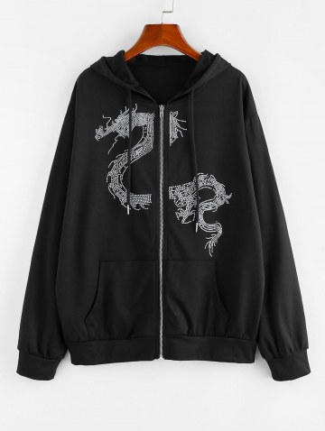 Dragon Print Full Zip Hoodie