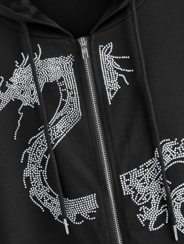 Dragon Print Full Zip Hoodie