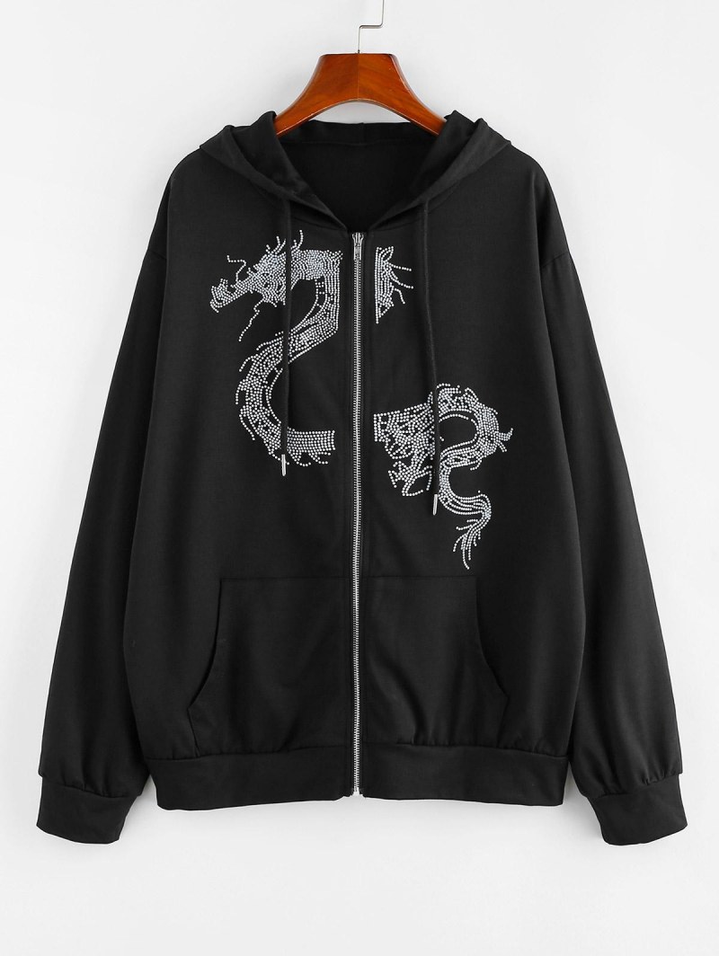Dragon Print Full Zip Hoodie
