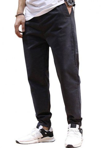 Drawstring Patched High Waisted Joggers Pants