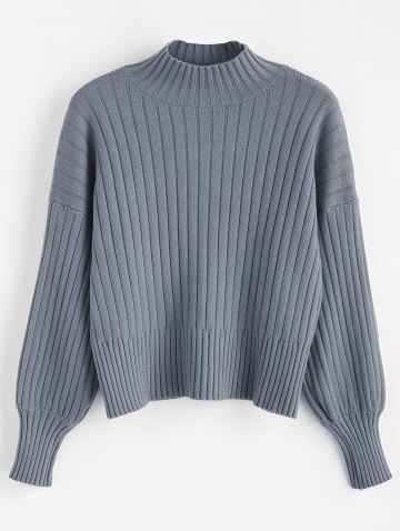 Dropped Shoulder Mock Neck Sweater
