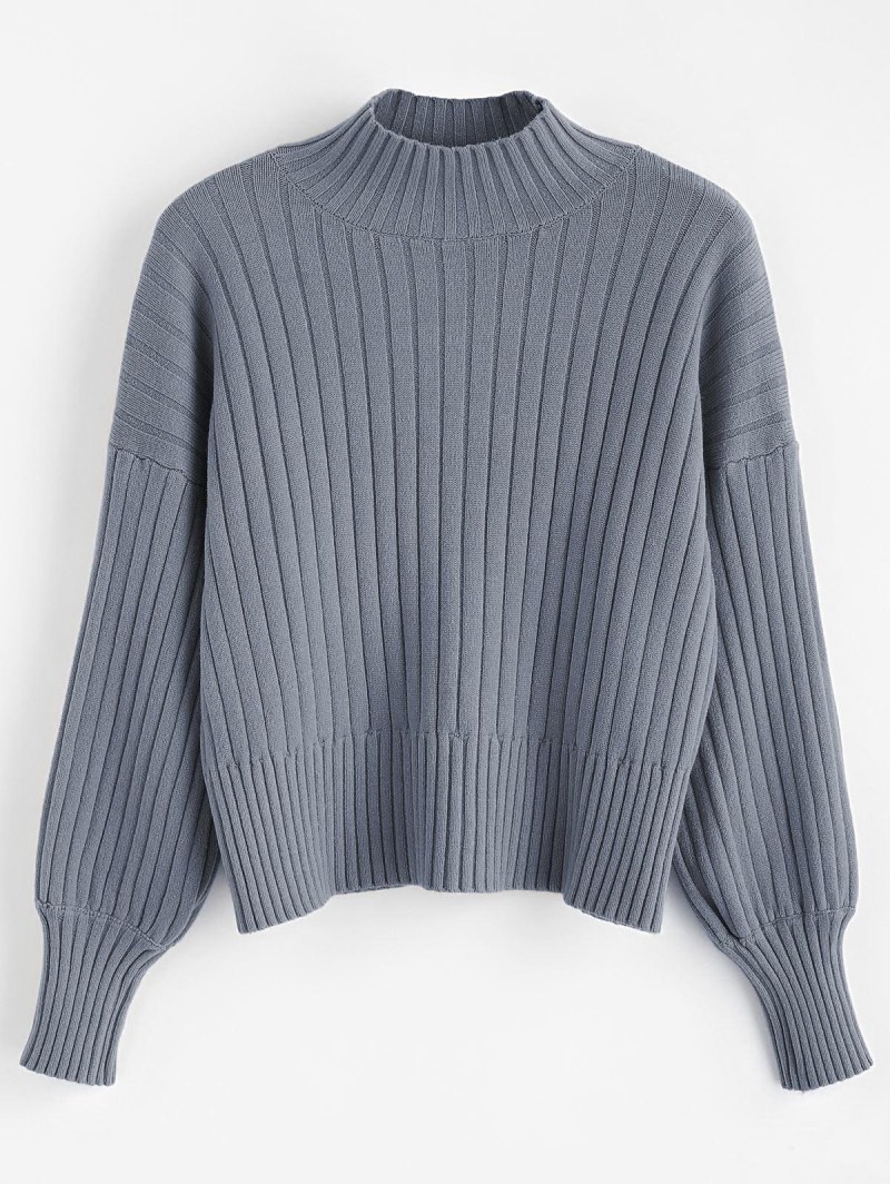 Dropped Shoulder Mock Neck Sweater