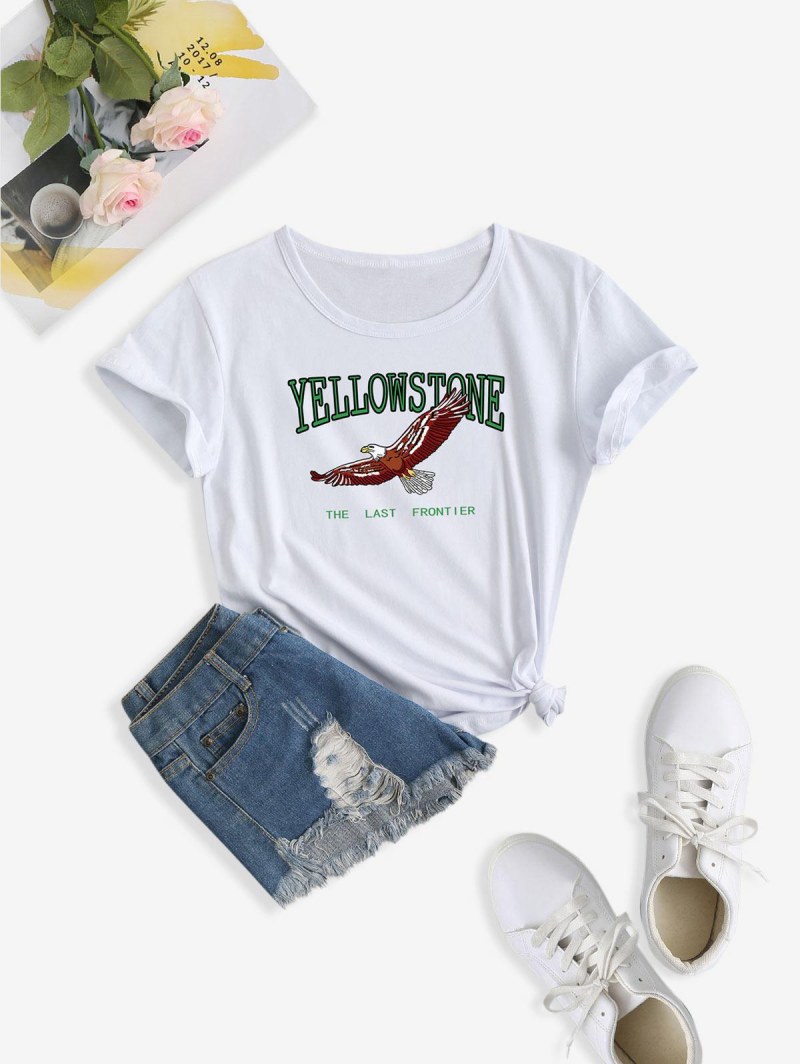 Eagle Letter Print Short Sleeve T Shirt