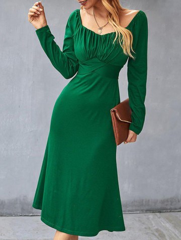 Empire Waist Belted Sweetheart Midi Dress
