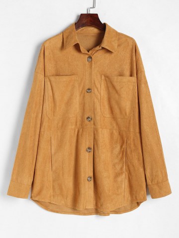 Faux Suede Pocket Drop Shoulder Shacket