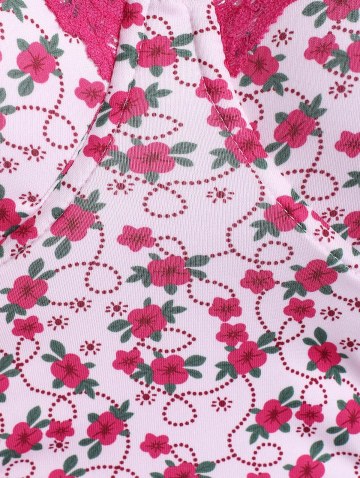 Floral Print Lace Insert Underwire Corset Top