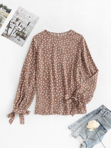 Floral Print Thin Long Sleeves Blouse