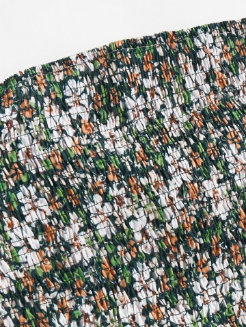 Flower Smocked Ladder Cut Backless Bandeau Dress