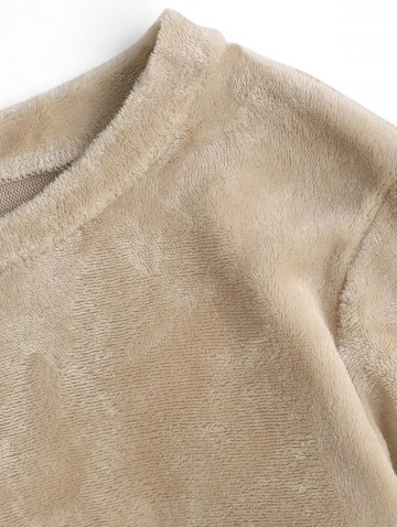 Fluffy Crop Sweatshirt And Two Piece Shorts Set