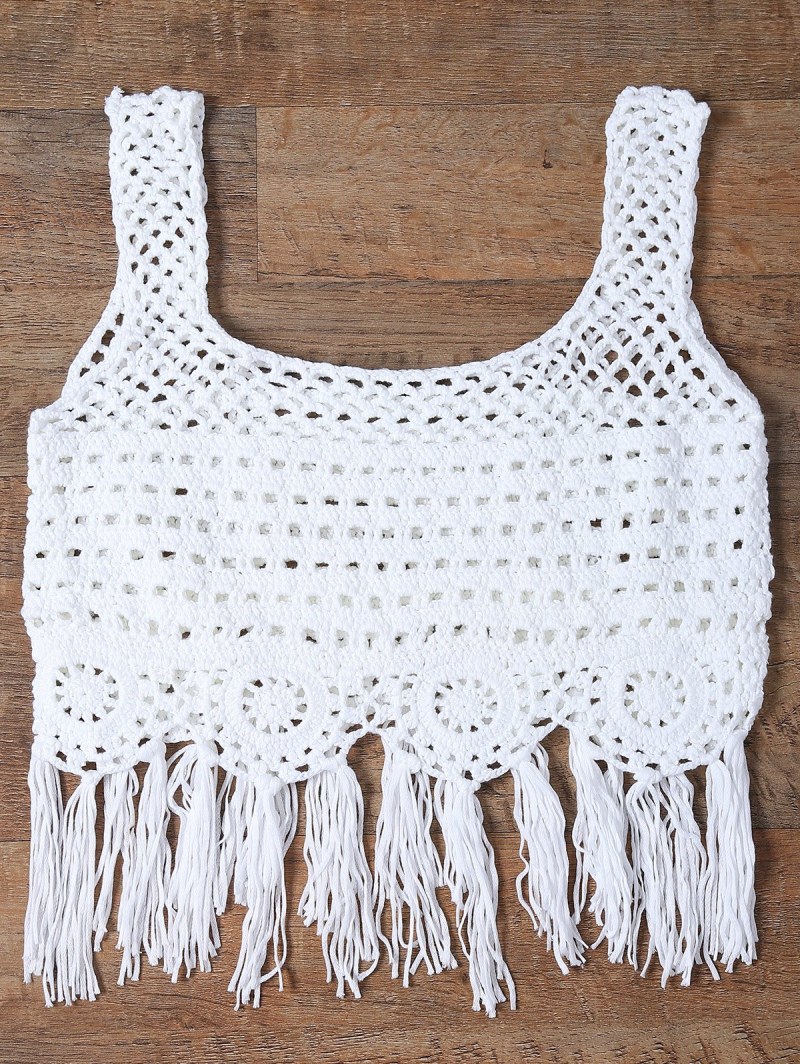 Fringed Cut Out Women's Tank Top